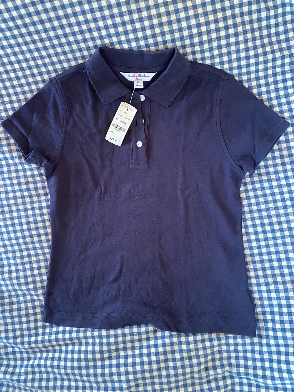 Brooks Brothers Girls Navy Short-Sleeve Polo